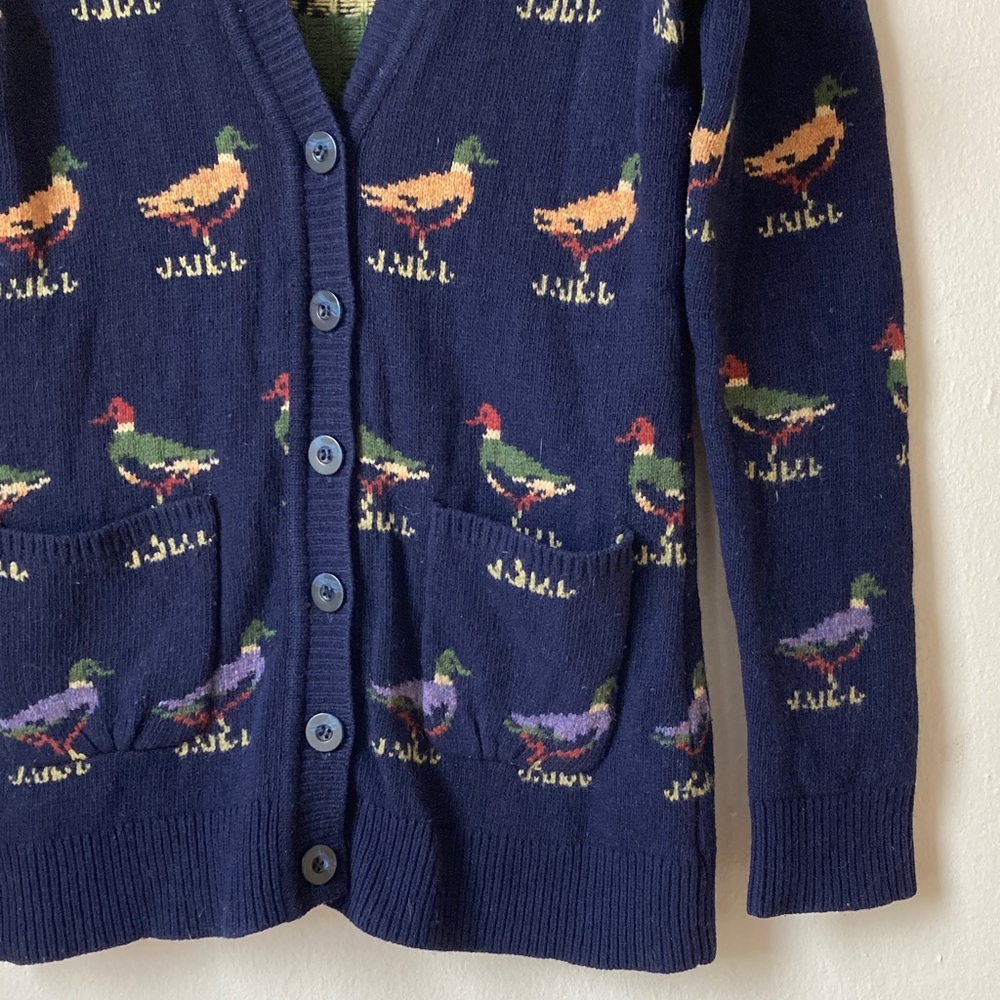 Anthropologie HWR Wool Cardigan Sweater Mallard Duck Print Size M - Picture 4 of 16